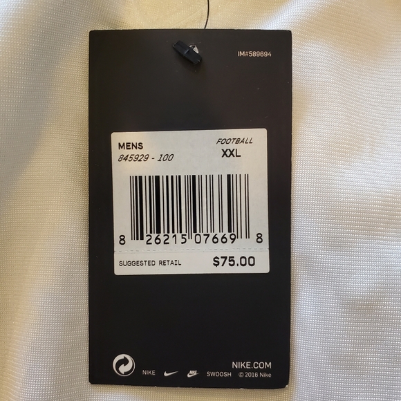 BNWT NIKE MEN'S VAPOR VARSITY JERSEY White 2XL - Picture 3 of 7